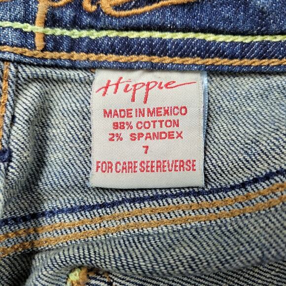 Hippie Denim Pencil Skirt with Front Vent and Metal Lock Charm size 7 - Picture 11 of 12